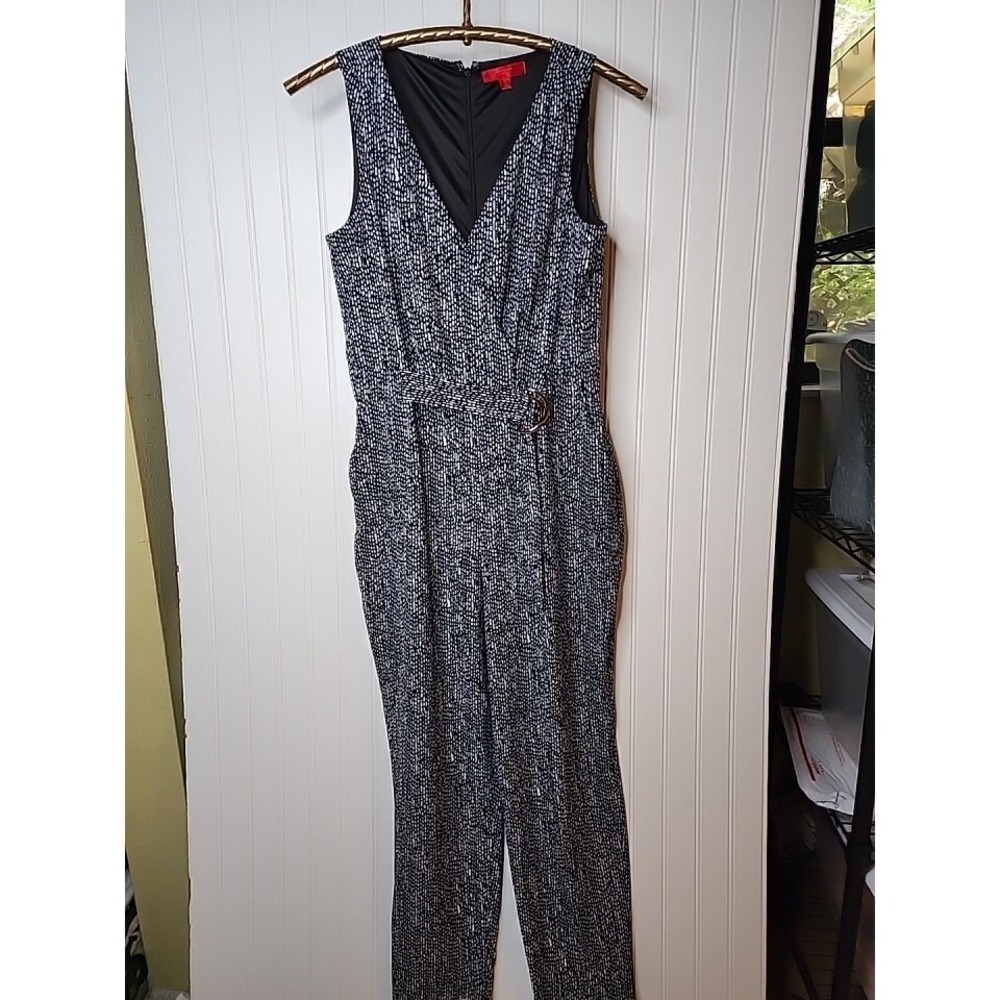 Jennifer Lopez Jumpsuit Small One Piece Black/White sleeveless - Picture 2 of 8